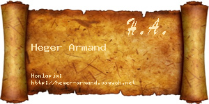 Heger Armand névjegykártya